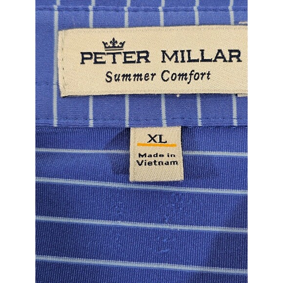 GC Men's XL Peter Millar Summer Comfort Blue Stripe Short Sleeve Polo Shirt Tee - Picture 2 of 4